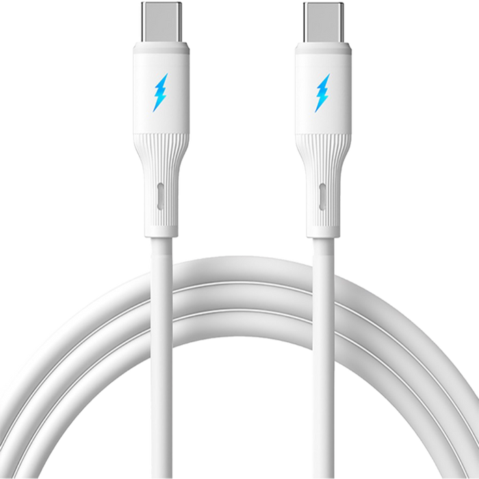 Ladekabel silikon USB-C til USB-C 3M Hvit