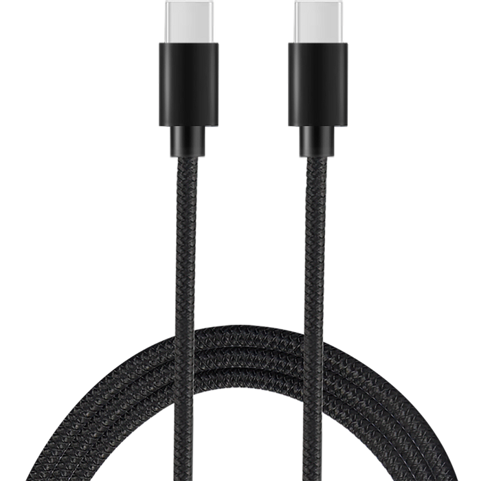 Ladekabel metallic USB-C til USB-C, 3M, Sort