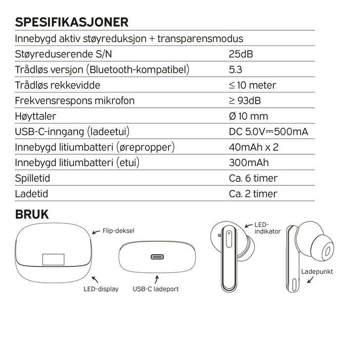 Chrystal Pro trådløse ørepropper