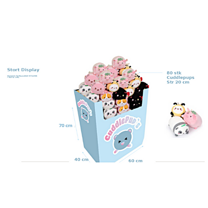 Cuddlepups i Gulv-display 40x60x70 cm (utsending fra tidlig august 2025)
